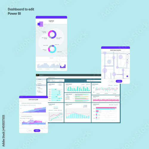 Dashboard theme_2.0. Power bi. graphs. bars.diagrams. EPS10