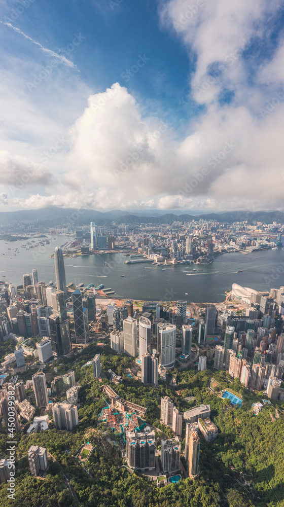 epic aerial view of the Victoria Harbour, Hong Kong