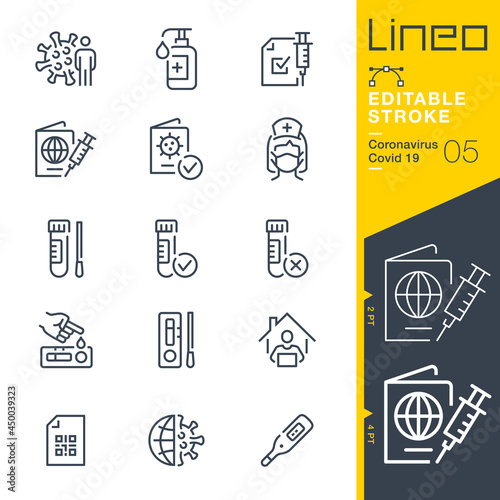 Lineo Editable Stroke - Coronavirus Covid 19 line icons