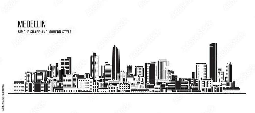 Cityscape Building Abstract Simple shape and modern style art Vector design - Medellin