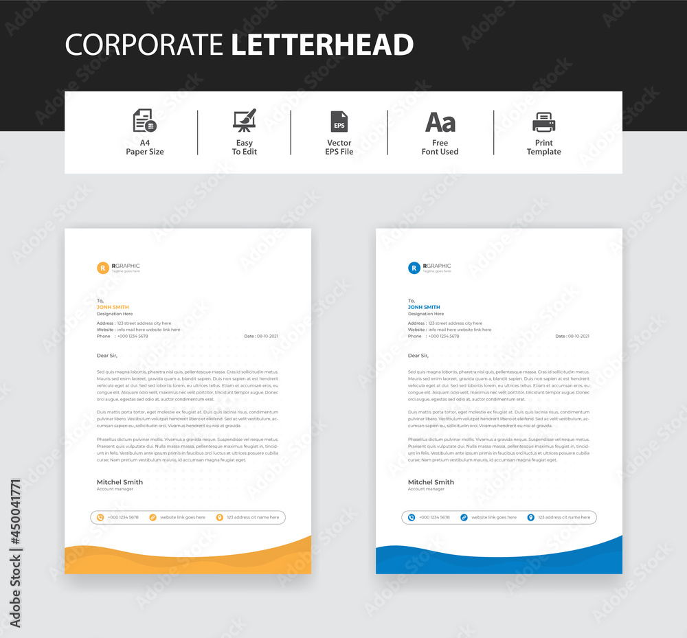 Abstract Business style letter head templates for your project design, Vector creative Layout