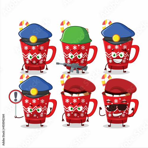 A dedicated Police officer of hot chocolate with gingerbread mascot design style