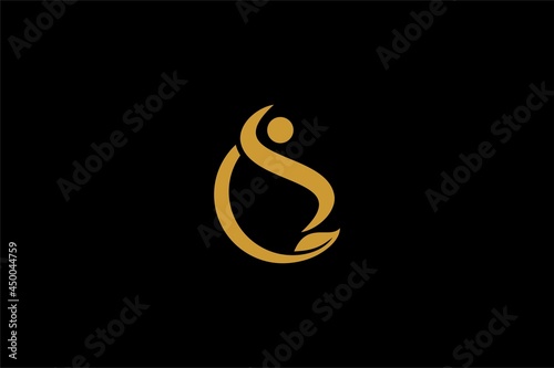 Pain relief logo design vector. Abstract letter CS illustration symbol. Circle and leaf vector icons.