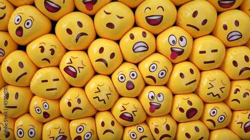 Fotografia Crowd of people in a small space represented with emoticons.