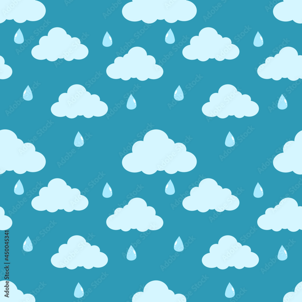 Rainy Cloud Isolated with Blue Background