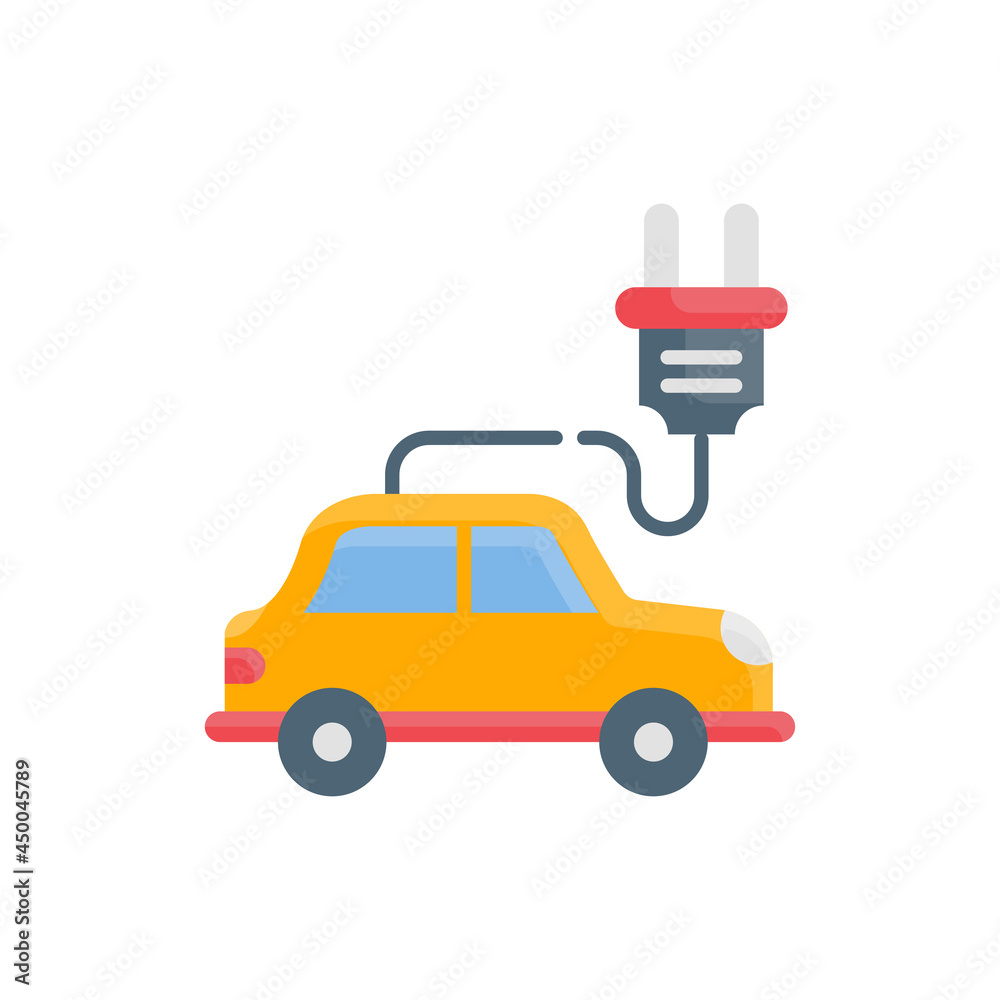Battery car vector flat icon style illustration. EPS 10 file