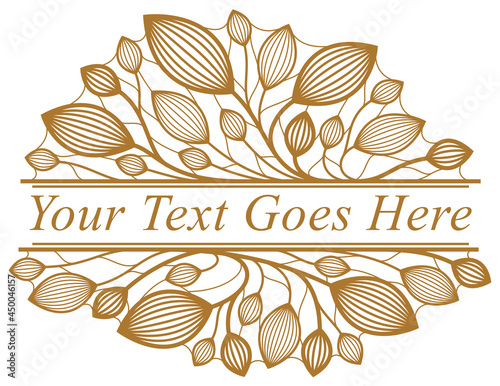 Floral vector design with leaves and branches isolated over white, classical elegant fashion style banner or text divider for design, luxury vintage linear emblem or frame element.