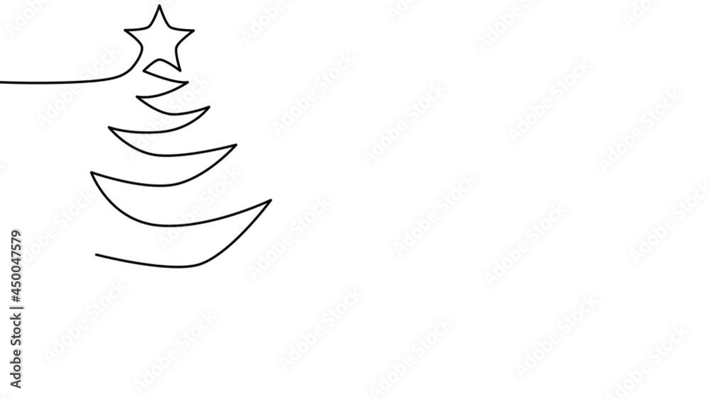 line drawing of a stylized Christmas tree. Concept of Christmas symbols, Christmas tree, holiday season. Continuous line illustration line drawing of a stylized Christmas tree. Concept of Christmas symbols, Christmas tree, holiday season. Continuous line illustration
