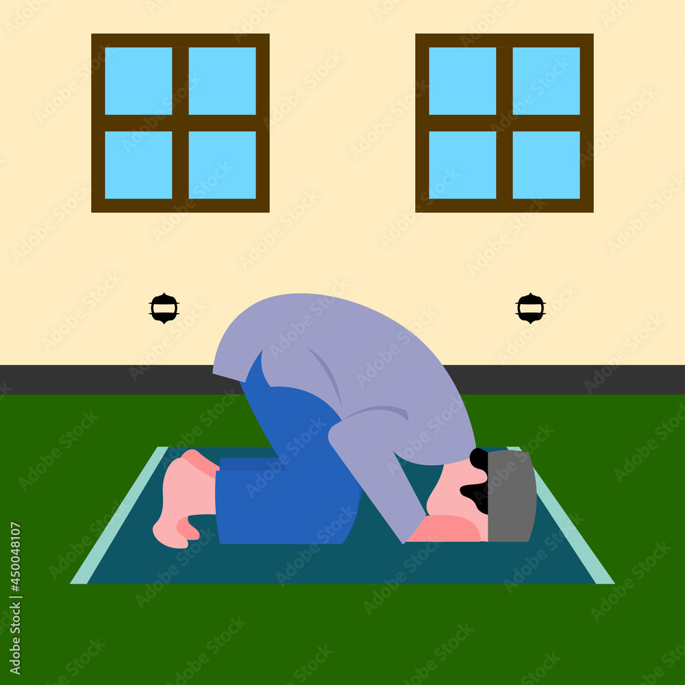Fotografie Muslim man in prostration (sajda) prayer position