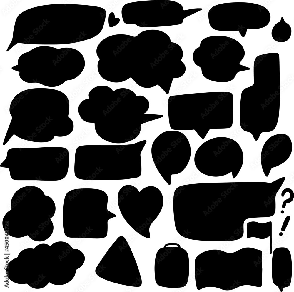 Fototapeta premium Hand-drawn speech bubble vector set.