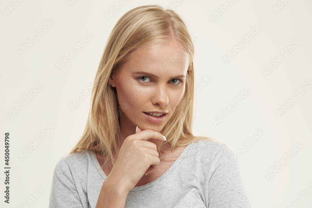Portrait of young thoughtful blonde european girl Portrait of young thoughtful blonde european girl