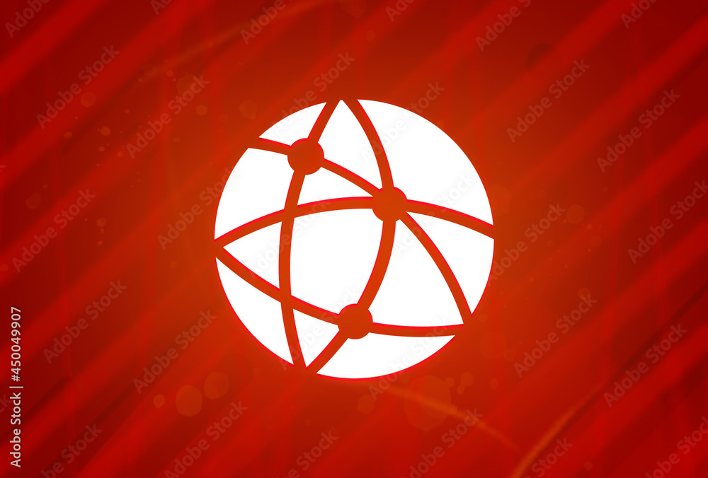 Obraz premium Global technology or social network icon isolated on abstract red gradient magnificence background