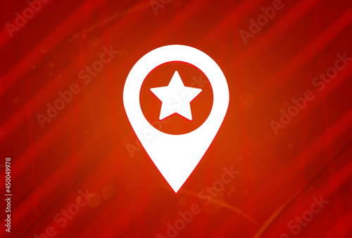 Foto Map pointer star icon isolated on abstract red gradient magnificence background