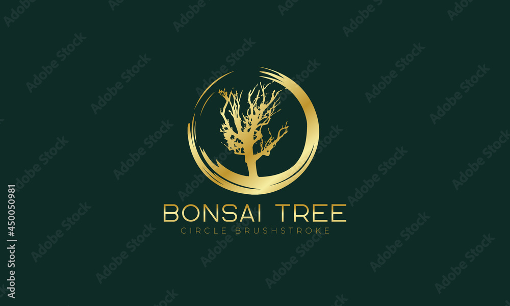 Luxury bonsai tree logo design vector template Luxury bonsai tree logo design vector template