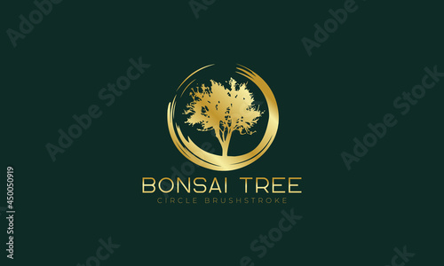 Luxury bonsai tree logo design vector template 
