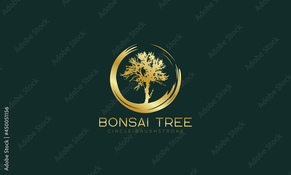 Luxury bonsai tree logo design vector template Luxury bonsai tree logo design vector template