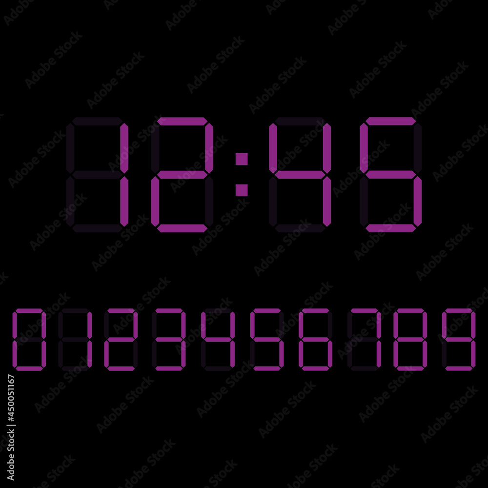 Digital clock number set. Electronic figures. Vector illustration eps 10 Digital clock number set. Electronic figures. Vector illustration eps 10