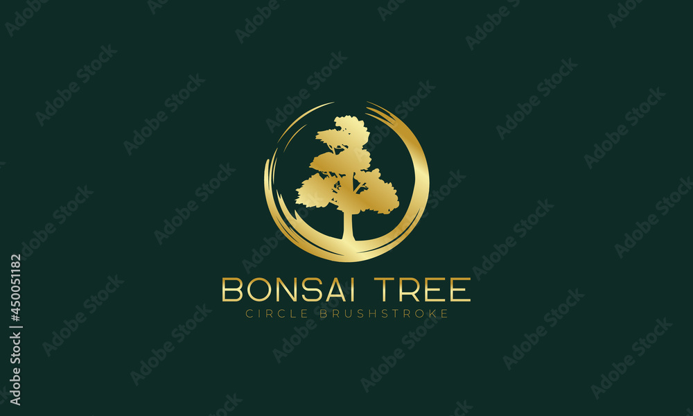 Luxury bonsai tree logo design vector template Luxury bonsai tree logo design vector template