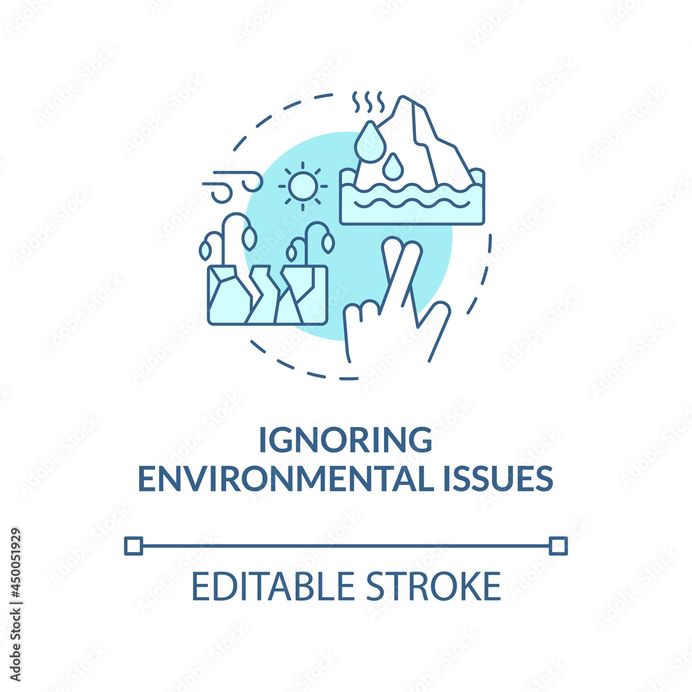 Environmental issue blue concept icon. Global warming neglect. Faster plants flowering and melting glaciers abstract idea thin line illustration. Vector isolated outline color drawing. Editable stroke