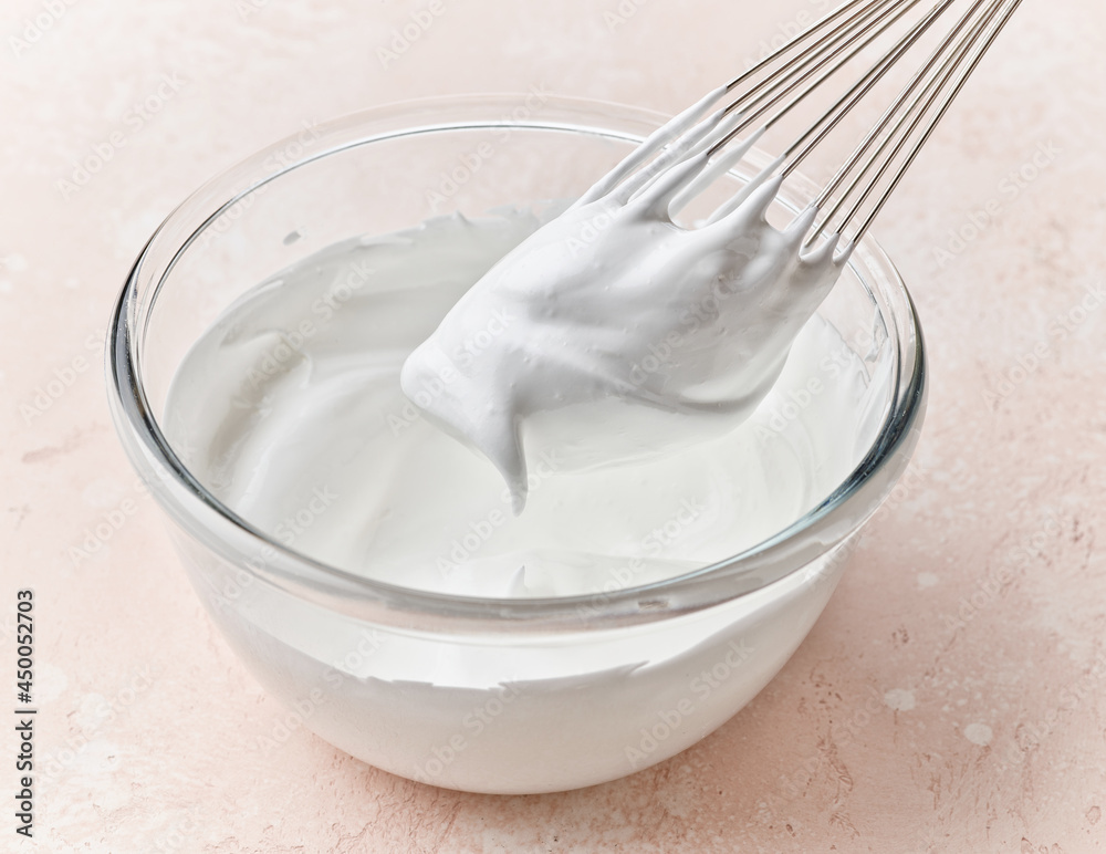 bowl of whipped egg whites