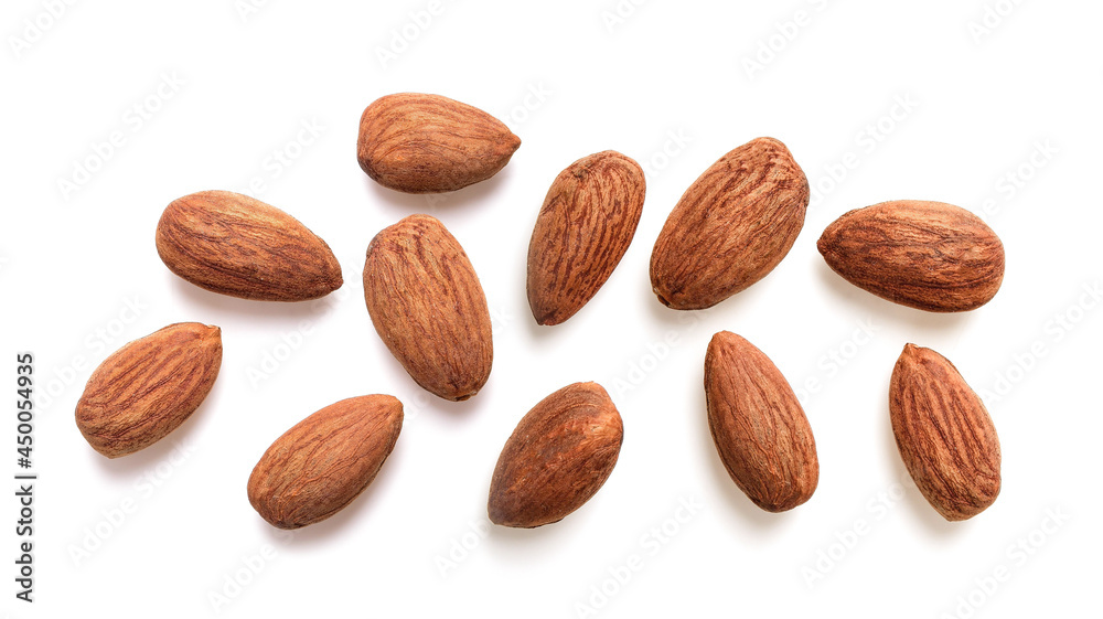 Almonds isolated on white background