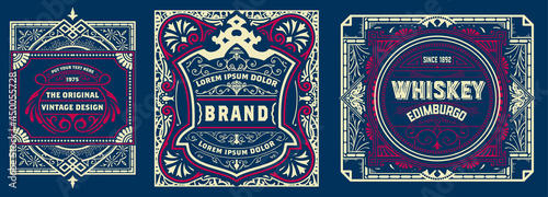 Set of 3 vintage labels for packing