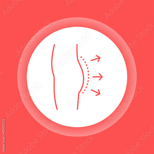 Buttock augmentation color button icon. Plastic body surgery.
