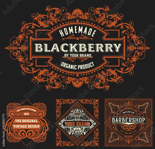 Set of 4 vintage labels for packing