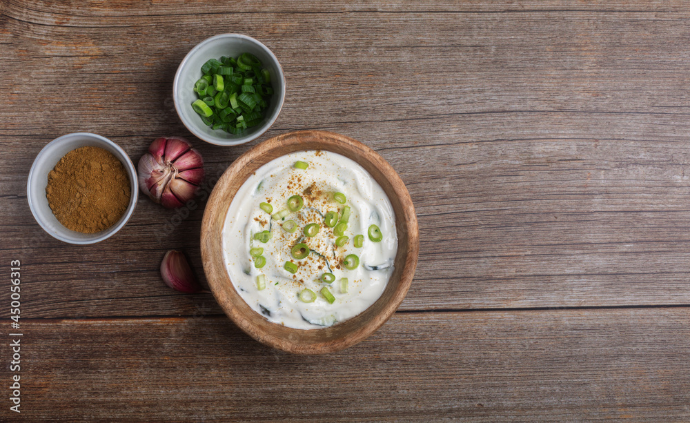 Traditional Indian Raita with Dahi in a bowl Traditional Indian Raita with Dahi in a bowl