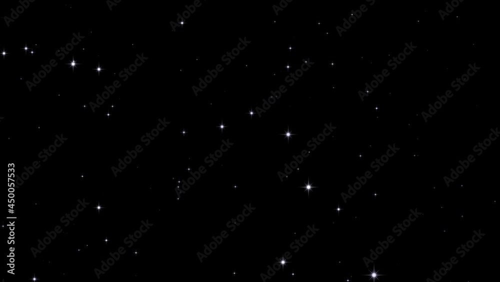 Flickering stars on a black transparent background. Shiny glittering particles. Abstract starry night sky. Glitter stars. Sparkling sequins. Seamless loop