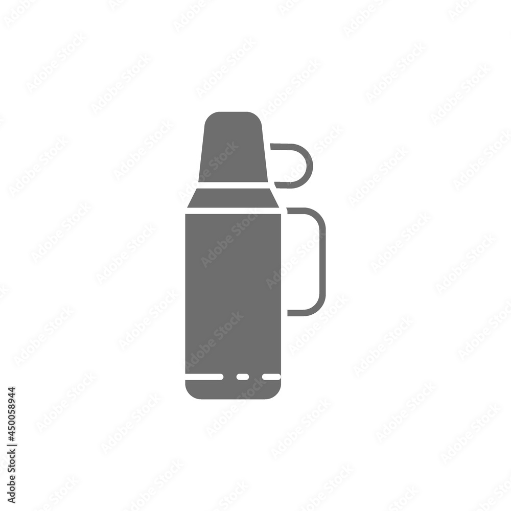 Vector thermos with a cup grey icon. Vector thermos with a cup grey icon.