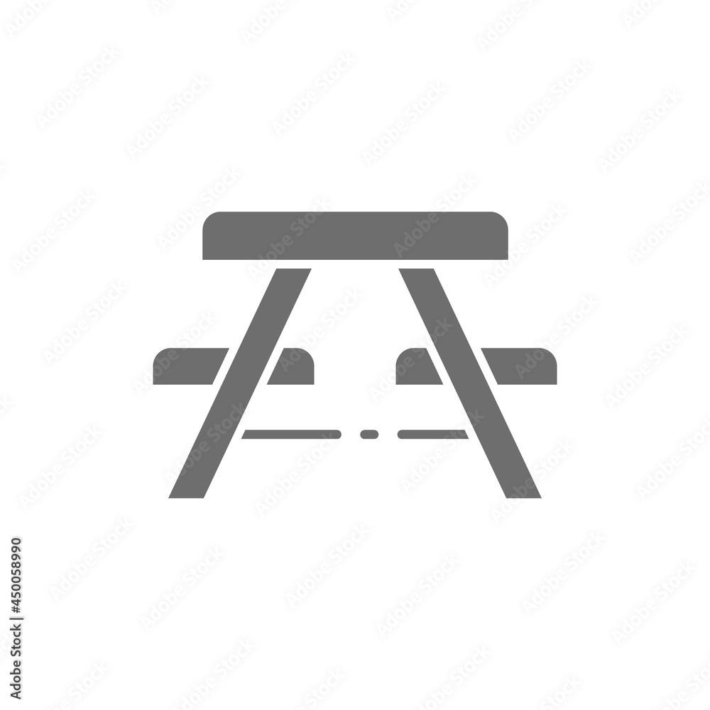 Vector picnic table with benches grey icon. Vector picnic table with benches grey icon.