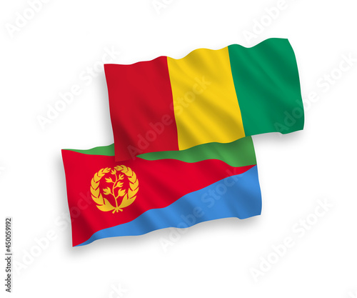 Flags of Eritrea and Guinea on a white background