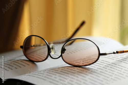 book and glasses