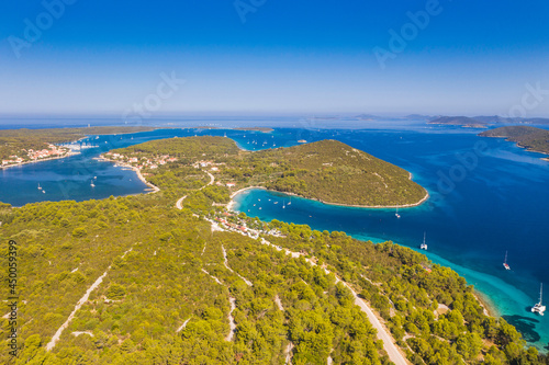 Aerial view of Dugi Otok island on Adriatic sea in Croatia, beautiful seascape