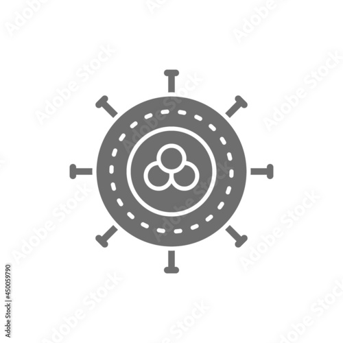 Cancer cell, virus, infection, oncology grey icon.