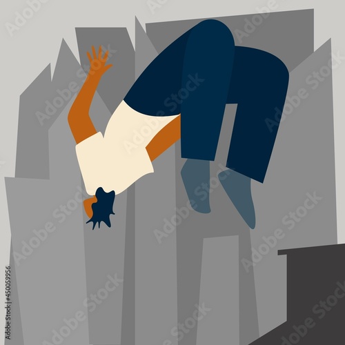 Flip off wall Parkour in urban space. Sports in the city. Activities outdoors.