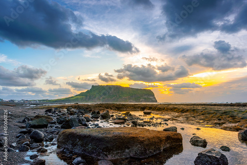 Jeju Island South Korea, Sunrise nature landscape at Jeju Do Seongsan Ilchulbong,South korea.