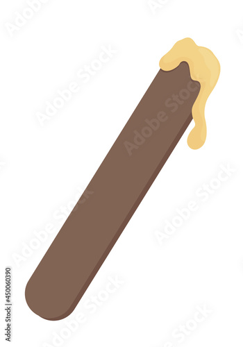 Wax spatula semi flat color vector object. Tool for hot wax applying. Full sized item on white. hair removal method isolated modern cartoon style illustration for graphic design and animation