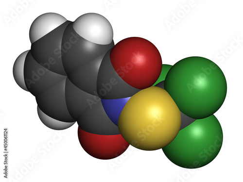 Folpet fungicide molecule. 3D rendering. photo