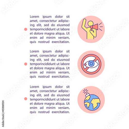 Climate conspiracy theory concept line icons with text. PPT page vector template with copy space. Brochure, magazine, newsletter design element. Misinformation linear illustrations on white