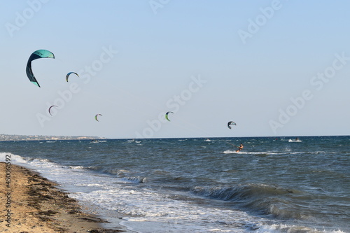 kite surfing on the beach