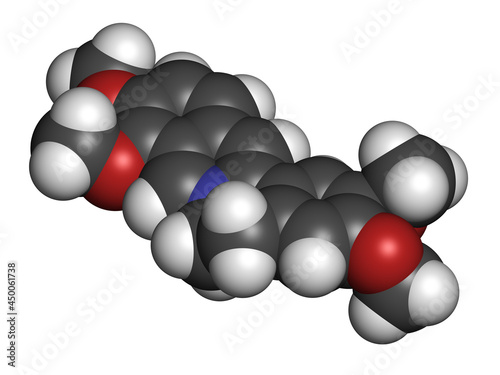 Palmatine herbal alkaloid molecule. 3D rendering. photo