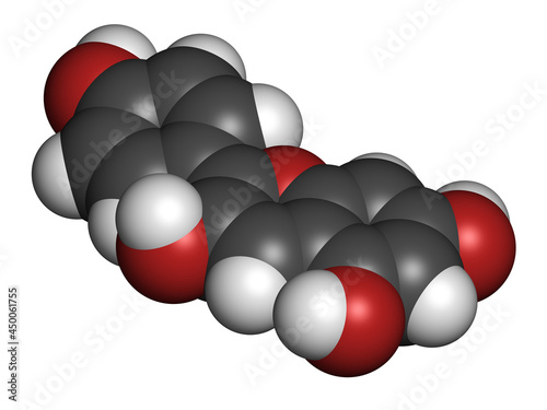 Pelargonidin pigment molecule. 3D rendering. photo