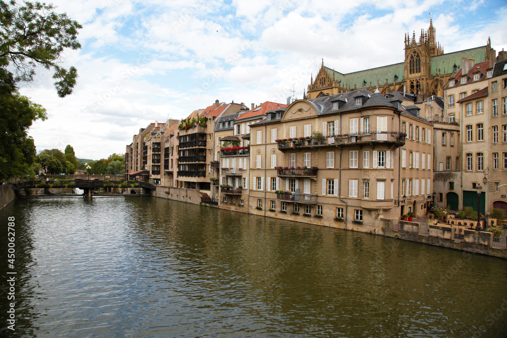 Metz, France. Picturesque embankment of the Moselle river