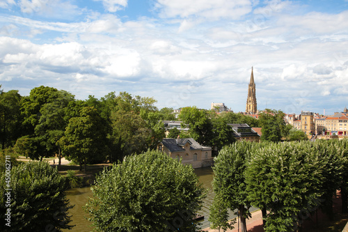 Metz, France. Scenic view of the city and the Moselle river 