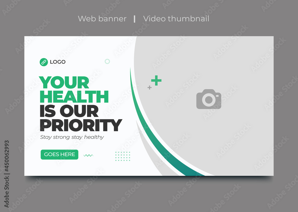 Medical healthcare web banner for video thumbnail. youtube thumbnail for hospital live workshop business template. Dental hospital and clinic social media cover photo.Editable promotion banner design.