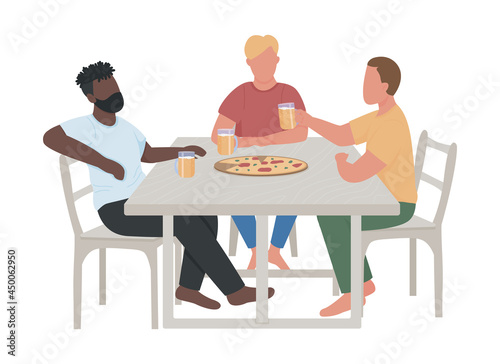 Photography Adult men drinking beer together semi flat color vector characters