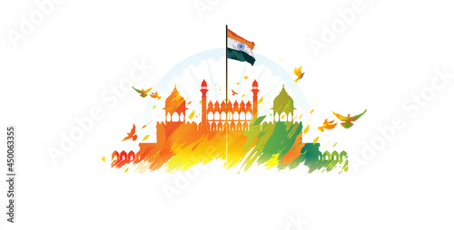 Obraz na plátně 15 August India independence day celebration at Red Fort background