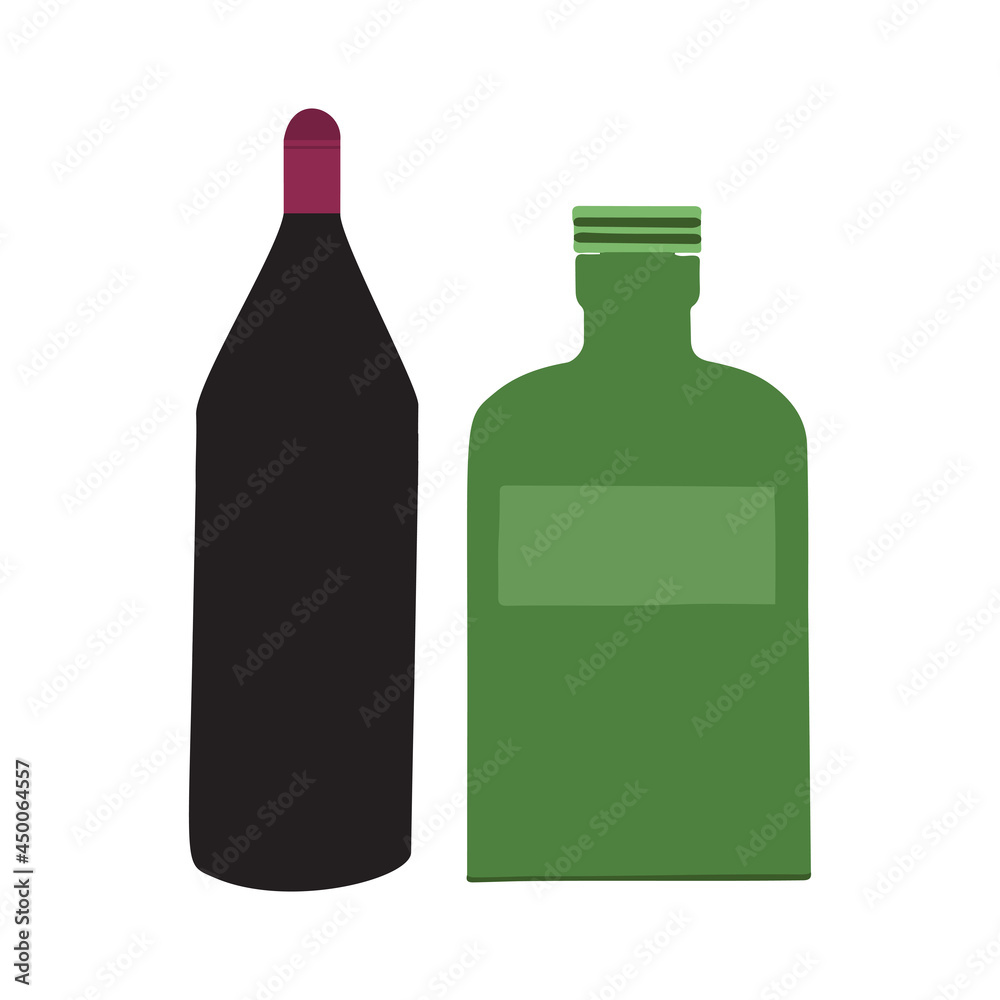 Two bottles of wine icon with vector illustration